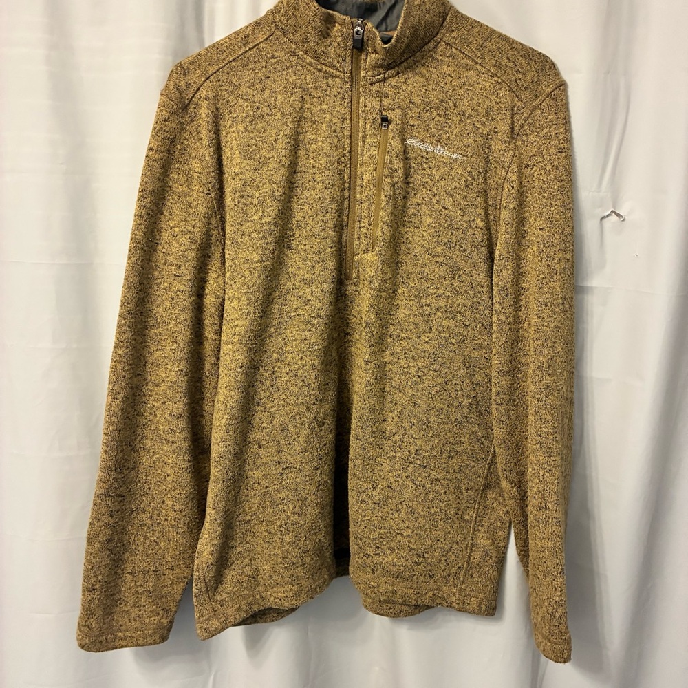 Eddie Bauer Men’s Heathered Gold Quarter-Zip Sweater
